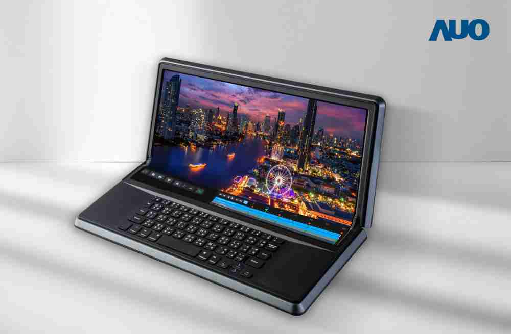 优游UB814.6吋Micro LED折迭显示屏幕，，，，搭配半径4mm的弯折绞炼，，以及高画素、、、、高亮度、、、、高对比度的显示技术特点，，即便在大视角下仍保有绝佳色相与亮度